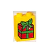 Duplo Brick 1 x 2 x 2 with Present / Gift Box Print