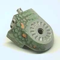 Animal Body Part, Dinosaur Body Quarter with Pin Holes, Dark Gray, Sand Green, Medium Orange, and Dark Green Spotted Print