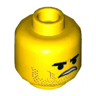 Minifig Head Rex Dangervest, Dual Sided, Stoppled Beard, Open Smile, Tongue / Angry Print [Hollow Stud]