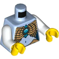 Torso Armor with Gold Scales and Blue Chi Jewel Print, White Arms, Yellow Hands