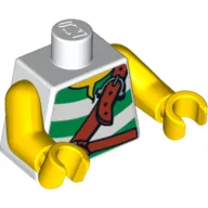 Torso Tunic with Green Stripes and Leather Straps Print, Yellow Arms and Hands