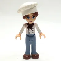 Lillie - White Jacket, Sand Blue Trousers, Chef's Hat