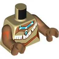 Torso, Native American Clothing, White Trim, Light Aqua/Medium Azure Necklace print, Medium Nougat Arms, Medium Nougat Hands