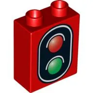 Duplo Brick 1 x 2 x 2 with No Bottom Tube, Traffic Signal Double Print