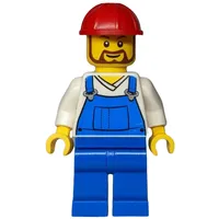 White Torso, Blue Overall, Red Helmet