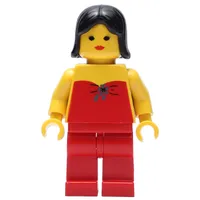 Woman, Red Halter Top, Red Legs, Black Hair