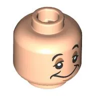 Minifig Head Sleepy, Black Eyebrows, Dark Orange Eyeshadow, Yawning/Sleepy Smile