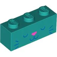Brick 1 x 3 with Dark Blue Animal Face, Dark Pink Nose print