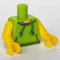 Torso Hoodie with White Drawstrings, and Front Pockets Print, No Back Print, Yellow Arms and Hands