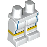 Hips and White Legs with Yellow Stripe and Blue Vertical Lines Print