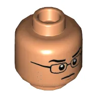 Minifig Head Franklin Webb, Glasses, Closed Lips, Scared / Determined Print