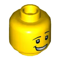 Minifig Head Watermelon Dude, Eyebrows Left Raised, Lopsided Smile, Eyes / Sunglasses Print