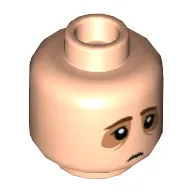 Minifig Head Haunted Mansion Butler, Dark Brown Eyebrows, Nougat Eyeshadows, Sad Print