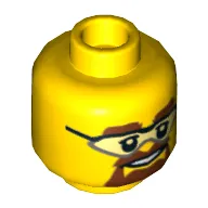 Minifig Head, Safety Goggles, Brown Eyebrows and Goatee Print [Hollow Stud]