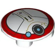 Plate Round 2 x 2 with Rounded Bottom with Droid, Red Border, Black/Gold Lines print (L0-LA59)
