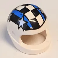 Helmet, Standard with Checks and 4 Silver Stars Print