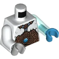 Torso, Odd Arms and Hands, Fur with Copper Armor and Ice Chi Emblem Print, Left Trans-Light Blue Arm and Dark Azure Hand, Right White Arm and Light Bluish Gray Hand
