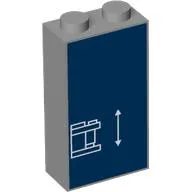 Brick 1 x 2 x 3 with White Blueprint Lines on Dark Blue Background print