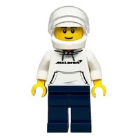 Race Driver - White Torso, Dark Blue Legs, White Helmet