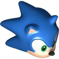 Minifig Head Special, Sonic the Hedgehog with Green Eyes, Light Nougat Face and Ears, Black Nose and Open Mouth Smile Print