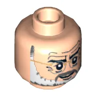 Minifig Head Henry Jones Sr, Glasses with Silver Glasses, Gray and White Beard and Gray Moustache Print [Blocked Open Stud]