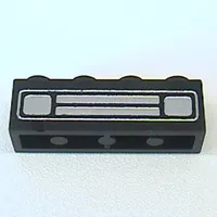 Brick 1 x 4 with Bottom Tubes, Lowered Center Cross Support with Chrome Silver Car Grill Print [Undetermined]
