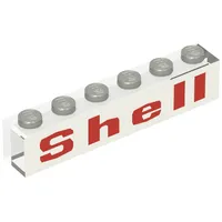 Brick 1 x 6 with No Bottom Tubes with Red/White 'Shell' Print