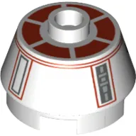 Brick Round 2 x 2 Truncated Cone with Black and Red Droid Print (R5-D8)