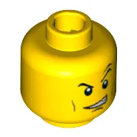 Minifig Head Doc, Thin Eyebrows, Determined / Open Mouth Grin with Teeth Print
