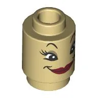 Brick Round 1 x 1 Open Stud with Face, Dark Tan Eyeshadow, Dark Red Lips print (Babette)