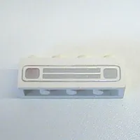 Brick 1 x 4 with Bottom Tubes, Lowered Center Cross Support with Chrome Silver Car Grill Print [Embossed]