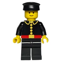 Fireman, Classic, Black Fire Jacket with Red Belt and Buttons, Black Hat
