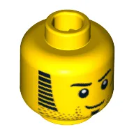Minifig Head Jake Raines, Beard Stubble, Sideburns, Goatee and Red Scar Print [Blocked Open Stud]