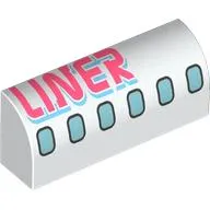 Brick Curved 1 x 4 x 1 1/3 No Studs with Airplane Windows, Coral 'LINER' print