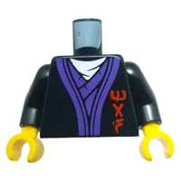Torso, Robe, Dark Purple Trim, White Shirt, Red Asian Symbols, Dragon on Back print, Black Arms, Yellow Hands