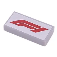 Tile 1 x 2 with Red 'F1' on Silver Background print
