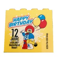 Brick 2 x 4 x 3 with 'LEGOLAND Deutschland Resort HAPPY BIRTHDAY 12 JAHRE' Print