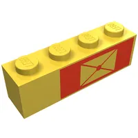 Brick 1 x 4 with Envelope on Red Background, Right Print