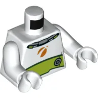 Torso Space Suit with Orange Emblem and Lime Panel Print, White Arms and Hands