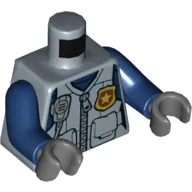 Torso Vest with Pouches, Zipper, and Police Star Badge Print, Dark Blue Arms, Dark Bluish Gray Hands