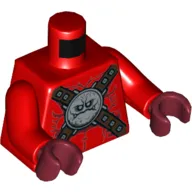 Torso Muscles with Crossed Straps with Stone Face Emblem/Buckle Print, Red Arms, Dark Red Hands