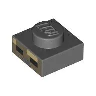 Plate 1 x 1 with Pixelated Dark Tan Face, Black Eyes, Tan Eyebrows print