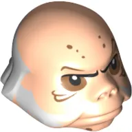 Minifig Head Special, Ugnaught with Brown Dots, Eyebrows, and Wrinkles and White Sideburns and Hair Print