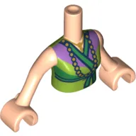 Minidoll Torso Woman with Lime with Green Coat/Dress, Lavender Trim, Pearl Necklace Print