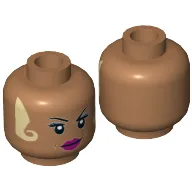 Minifig Head Seraphina Picquery, Eyebrows, Magenta Lips, White Locks of Hair Print [Hollow Stud]