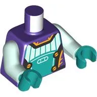 Torso, Dark Turquoise/Light Aqua Armor, Gold Decorations print, Light Aqua Arms, Dark Turquoise Hands