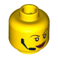 Minifig Head Agent Swift / Trace, Red Lips, Headset, Scared / Smiling Print