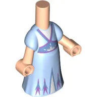 Microdoll Body Long Dress Bright Light Blue with Purple/Medium Blue Decorations, Light Nougat Hands