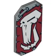 Shield Octagonal without Stud with Troll Skull on Dark Red Print