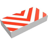 Tile 1 x 2 with Danger Chevrons Red Print